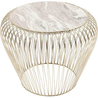 Kare Beam, Grau/Brass, Beistelltisch, Stahlgestell, Marmor Tischplatte, Wohnzimmer, Sofatisch, 35x43x43 cm (H/B/T)