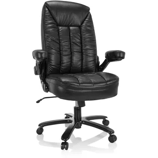 hjh OFFICE 691020 XXL Drehstuhl Instructor III Kunstleder Schwarz Bürostuhl bis 220kg belastbar, Armlehnen klappbar