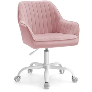 Songmics Drehstuhl Samtbezug Pastellrosa