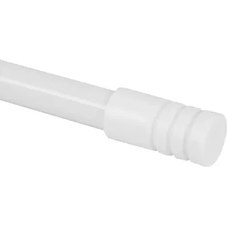 Gardinenstange "Modern" ausziehbar 115 bis 200 cm, Durchmesser 16mm/19mm - Edelstahl - Stil-Garnitur, 1-Lauf Metall Stange - Weiß