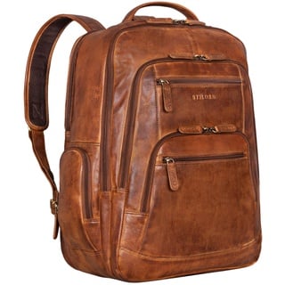 STILORD 'Igor' Lederrucksack Groß Damen und Herren Laptoprucksack 18 Zoll Leder Daypack Vintage Tagesrucksack Studenten Rucksack Echtleder - Business Büro Uni Freizeit, Farbe:brandy - cognac