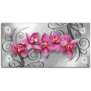 ARTland Wandbild »rosa Orchideen auf Ornamenten«, Blumenbilder, (1 St.), als Alubild, Outdoorbild, Leinwandbild, Poster, Wandaufkleber