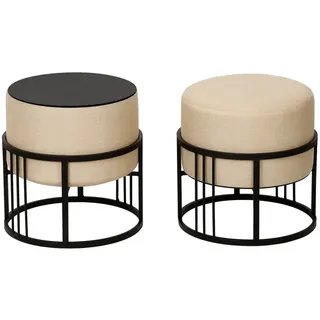 [en.casa] Hocker-Set 2-Tlg. Tas Metall 38 x 38 x 38 cm Beige