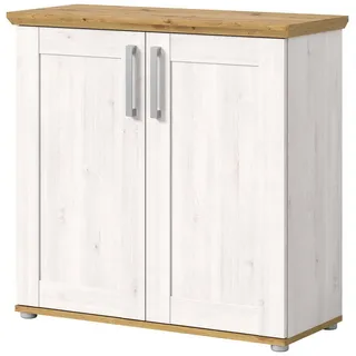 inn.furn Kommode Sideboard 95 x 92 cm Weiß / Naturbelassen