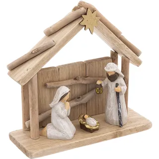 WEB2O Weihnachtskrippe aus Holz mit 3 Krippenfiguren