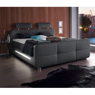 PLACES OF STYLE Boxspringbett Gina, inkl. Topper und LED-Beleuchtung, schwarz