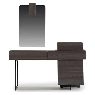 Graumöbel Schminktisch mit Spiegel aus Holz und Glas elegant - Grau