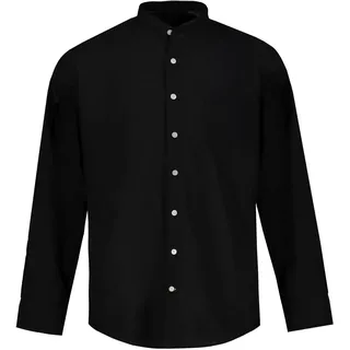 JP 1880 Herren große Größen Übergrößen Menswear L-8XL Leinenmixhemd, Langarm, Stehkragen, Modern Fit schwarz 7XL 790394130-7XL