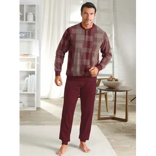 Schlafanzug NORMANN, Herren, Gr. 56/58, rot (weinrot), 100% Baumwolle, Homewear-Sets Schlafanzug
