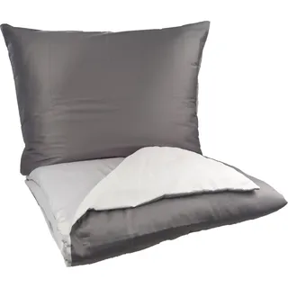 Leinen inklusive Satin UNI DUO 140x200, 70x90cm anthrazit/hellgrau - Grau, Hellgrau