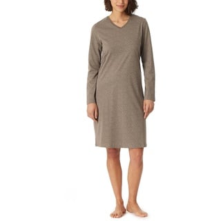 Schiesser Damen Langarm 100% Baumwolle Sleepshirt Bigshirt 100 cm Länge-Nightwear Nachthemd, Taupe, 36