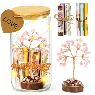 EccoCove Hochzeitsgeschenke für Brautpaar – LED-Flaschenlicht Hochzeit mit rosa Lebensbaum, LED-Lichterkette & Zubehör – Hochzeitsgeschenk Geld, Geldgeschenke Hochzeit, Just Married Hochzeit Spardose