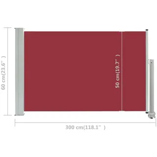 vidaXL Seitenmarkise 60 x 300 cm Rot Polyester