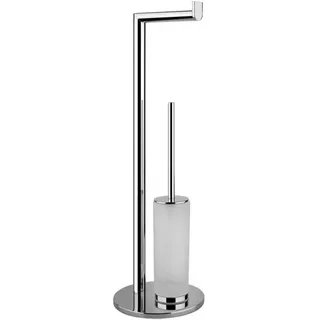 Gessi Emporio Ständer mit Papierrollenhalter und Toilettenbürstengarnitur aus satiniertem Glas, 38935031, Farbe: Chrom