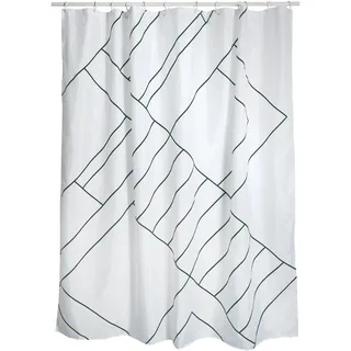 MSV Anti-Schimmel Duschvorhang - Anti-Bakteriell, waschbar, wasserdicht, mit 12 Duschvorhangringen - Polyester, „Monolithic“ 180x200cm Schwarz Weiß