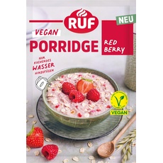 RUF Veganes Porridge Red Berry Oats, Haferbrei mit Erdbeeren & Himbeeren, einfache Zubereitung, Oatmeal im praktischen Portionsbeutel, 1 x 60 g