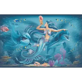 Papermoon "MEERJUNGFRAU-ABSTRAKT DESIGN DELFINE FISCHE OZEAN SEE", bunt,