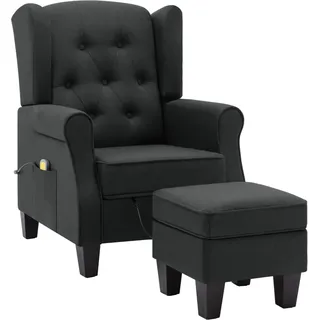 Massagesessel mit Hocker Dunkelgrau Stoff - Grau, Dunkelgrau