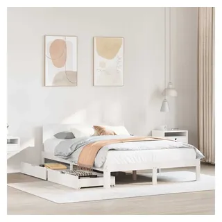 vidaXL Massivholzbett mit Schubladen Weiß 140x200 cm Kiefer