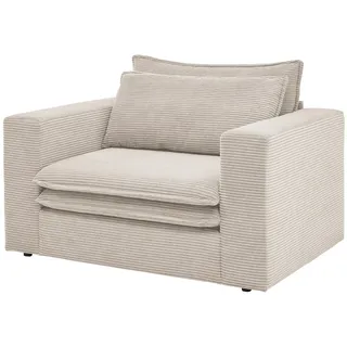 furn.design Loveseat Sessel Pesaro Cord 125 x 83 x 91 cm Beige mit Hocker