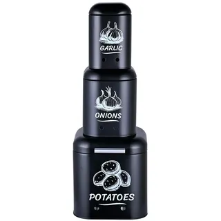 Relaxdays Zwiebeltopf schwarz 3-teiliges Set