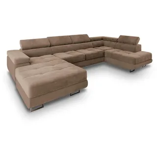 masseno Wohnlandschaft mit Schlaffunktion Casone , beige , Maße (cm): B: 345 H: 90
