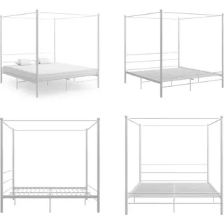 vidaXL Himmelbett Weiß Metall 180x200 cm - Bettrahmen - Metall-Bettrahmen - Bett - Betten - Weiß