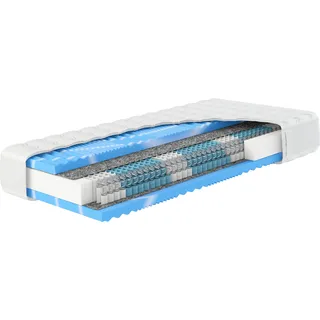 Taschenfederkernmatratze HN8 SCHLAFSYSTEME "Premium-Taschenfederkern-Matratze XXL Gelstar T-1000, 25cm Komforthöhe" Gr. 3, weiß, B:160cm H:25cm L:200cm, Bezug (oben): 65% Polyester, 34% Viskose, 1% Elasthan. Bezug (unten): 65% Polyester, 34% Viskose, 1% Elasthan. Steppfüllung (oben): 100% Polyester. Steppfüllung (unten): 100% Polyester, Matratzen, Taschenfederkernmatratze, Körperunterstützung durch Geltouch Auflage, 90x200 cm & weitere Größen, Topseller