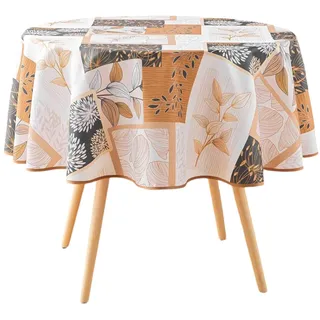 douceur d'intérieur Faya Tischdecke, rund (Ø 180 cm), Natur, bedruckter Polyester