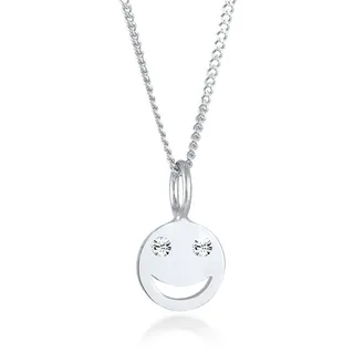 Silberkette ELLI "Halskette mit Smiling Face 925 Silber, mit Kristallen von Swarovski" Gr. 55, silber, Halsketten, Damen, 55, Silber 925 (Sterlingsilber), Silberkette