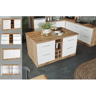 kochstation Unterschrank Kücheninsel KS-Luhe 153 x 100 x 86 cm Weiß