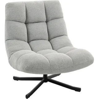 Sessel Drehbar Loungesessel mit Breiter Sitzfläche, wasserabweisend Chenille-Optik, gekreuzt Stahlbeine, Hellgrau