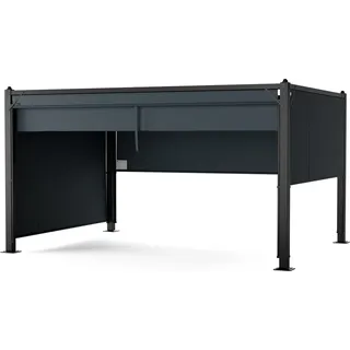 Blumfeldt Pantheon Cortina Pavillon 3x4 m – Aluminiumrahmen, Verstellbares Dach & Seitenrollos, Wetterfest & Stabil, Dunkelgrau/Schwarz - Schwarz