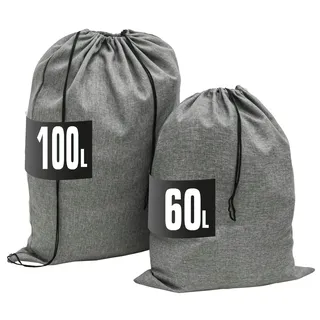 Dune Design 100l Wäschesack Groß XXL + 60l Wäschesammler Reise - Wäschesack mit Kordelzug