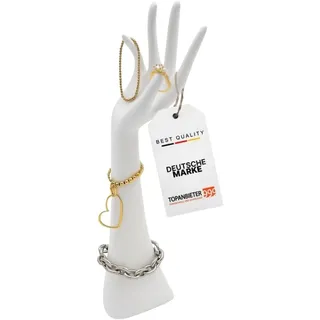 Design Schmuckhand - Schmuckhalter im weißen Handform für Armbänder, Ketten, Ringe, Uhren - Schmuckdisplay aus Kunstharz - Schmuckaufbewahrung - Dekohand als Schmuckständer - Kettenständer H34cm