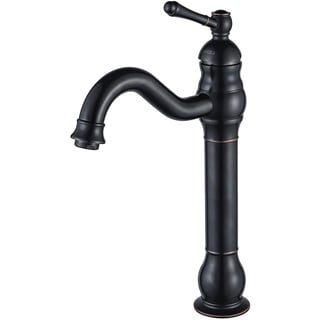 FWZZQ Wasserhahn Bad Schwarz Retro, Waschtischarmatur Hoch 360°Schwenkbar, Einhebel Waschbecken Armaturen, Nostalgie Mischbatterie Badarmatur aus Messing für Badezimmer