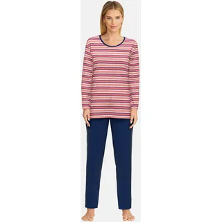 GÖTZBURG Pyjama »Herbstblume« weich, bügelfrei, Langarm, Rundhalsausschnitt, gestreift, Baumwollmix, rot