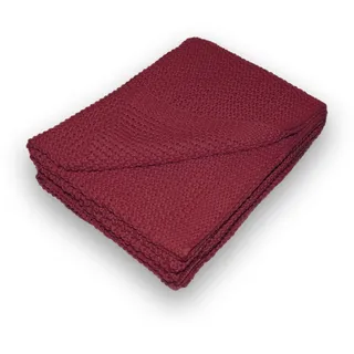 Traumhaft gut schlafen Strickdecke – Kuscheldecke in verschiedenen Farben, 100% Polyester - Weinrot