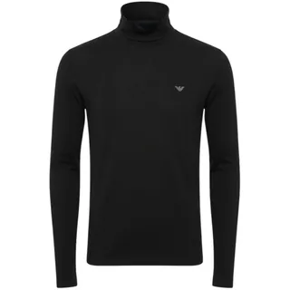 Emporio Armani Man's Tech Rollkragenpullover aus Wolle, Schwarz, Größe L, Schwarz, L