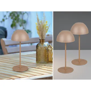 2er SET Akku LED Outdoor Tischlampen Coffee Braun Pilzlampen kabellos 20cm klein