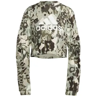 Adidas Damen Sweatshirt (Long Sleeve) W AOP SWT, Silver Green/White, IC0578, XL