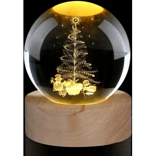 AWARDSEN 60 mm Christbaum Glaskugel Deko, Weihnachtsdeko Kristallkugel, Crystal Ball, Weihnachten Glaskugel Nachtlicht Deko Briefbeschwerer für Raumdekoration, Schönes Geschenk