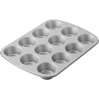 Wilton 03-3118 Cupcake- /Muffin-Backform, Recipe Right, Antihaft, 12 Vertiefungen, Grau