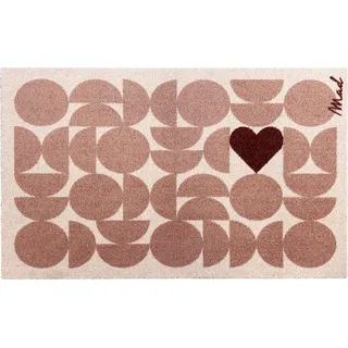 madaboutmats Fussmatte , Multicolor , Textil , Herz , rechteckig , 67x110 cm , rutschfest, für Fußbodenheizung geeignet, für alle Fußböden geeignet, für alle Teppichböden geeignet, rutschhemmend, schützt den Fußboden, pflegeleicht, lichtunempfindlich, trittschallgedämmt, widerstandsfähig, recycelbar , Teppiche und Böden, Schmutzfangmatten, Fußmatten