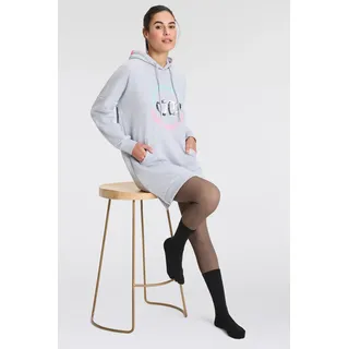 Zwillingsherz Sweatkleid »"Love Yourself More"«, mit Kapuze, Taschen, Front und Backmotiv und Pailletten, grau