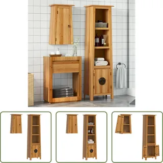 The Living Store 2-tlg. Badmöbel-Set Massivholz Kiefer - Braun