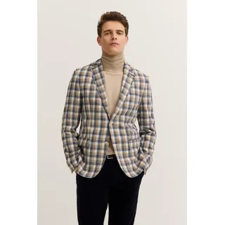 Sakko BUGATTI "Modern Fit", Herren, Gr. 58, beige (40, beige), 61% Baumwolle, 39% Polyester, kariert, normal, Manschette, Sakkos Sakko, kariert mit Stretch-Futter