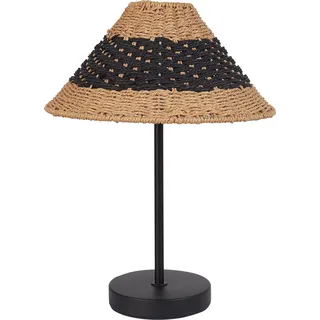BELIANI Tischlampe Beige u. Schwarz Metall 40 cm Papierschirm Kegelform Langes Kabel mit Schalter Boho Schlaf- u. Wohnzimmer Beleuchtung Tischleuchte - Schwarz, Beige