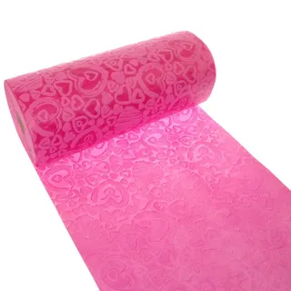 Dekoflor Tischband Tischläufer Tischdeko einzigartiges Herzen Design (Wasserfest, Lotuseffekt, samtige Oberfläche, 5 m Rolle, 30 cm Breite, 100% Nylon), Pink