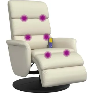 vidaXL Massagesessel mit Fußteil Kunstleder 98 x 106 x 0 cm Beige/Weiß